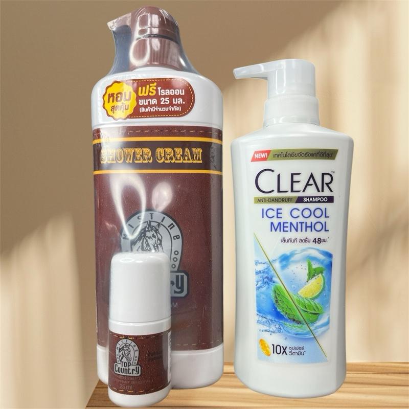Combo sữa tắm ngựa và dầu gội Clear bạc hà Dưỡng Tóc Thái Lan