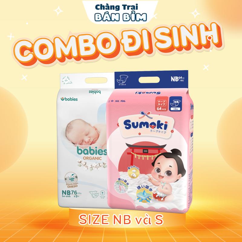 COMBO ĐI SINH Đóng 1 bịch tã bỉm Babies Organic hoặc 1 bịch SUMOKI - Size NB S