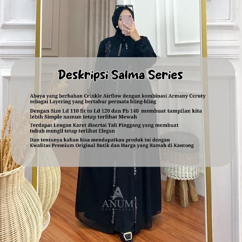 PDJ || Abaya Salma Series Berbahan Crinkle Airflow mix Armany Ceruty Adem Tebal Halus Muslim Dress By Anum Collection Gamis Kaftan