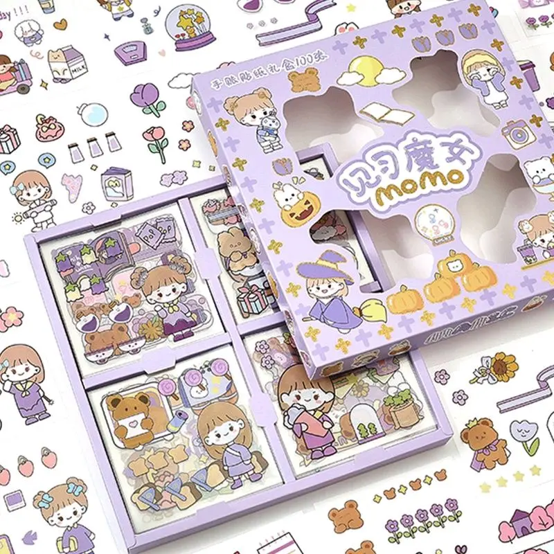 Sticker Momo Waterproof isi 100 lembar / Stiker mainan anak viral kartun korea 1