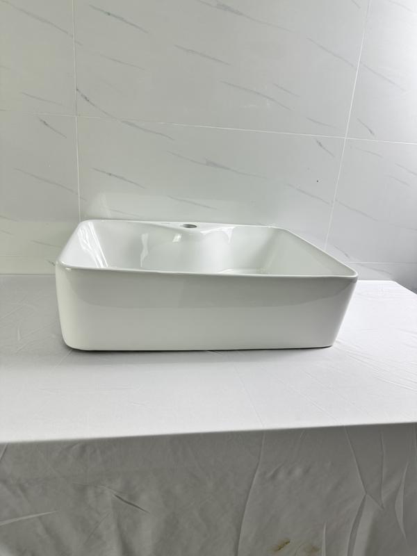 Chậu rửa mặt lavabo Đặt Bàn Đá 8816NA thương hiệu NA.GRAND, men NANO trắng sáng chống ố chống bám bẩn lavabo vuôngtrắng 2