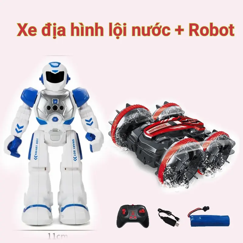 Combo Robot thông minh và xe địa hình đi được dưới nước Đồ Chơi Toy cho bé