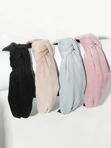 4pcs Plain Bow Decor Casual Fabric Headband, Solid Color Knot Decor Headband, Fashion Hair Accessories For Girls & Women