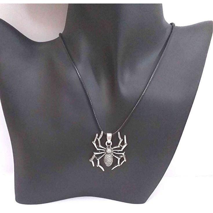 (KL80) KALUNG TALI HITAM LIONTIN LABA LABA KOREAN STYLE ANIMAL NECKLACE-CJR TITANIUM 3
