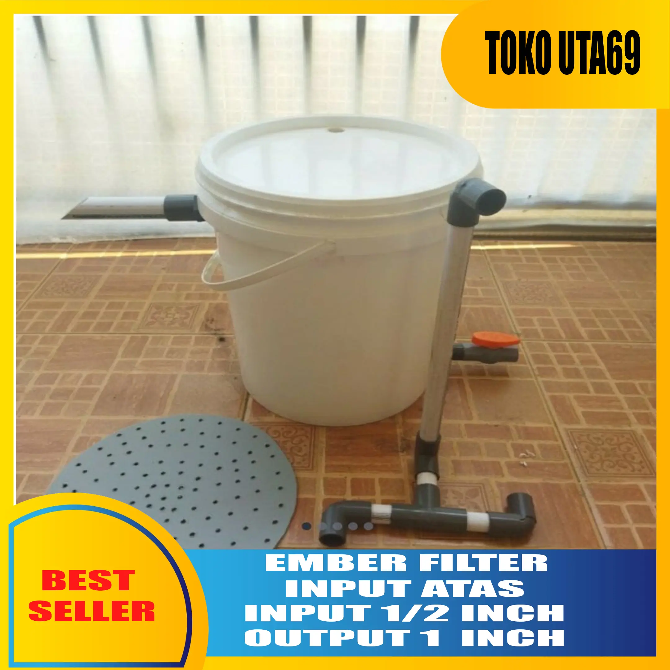 ember filter kolam ikan koi, input 1/2 inch output 1 inch