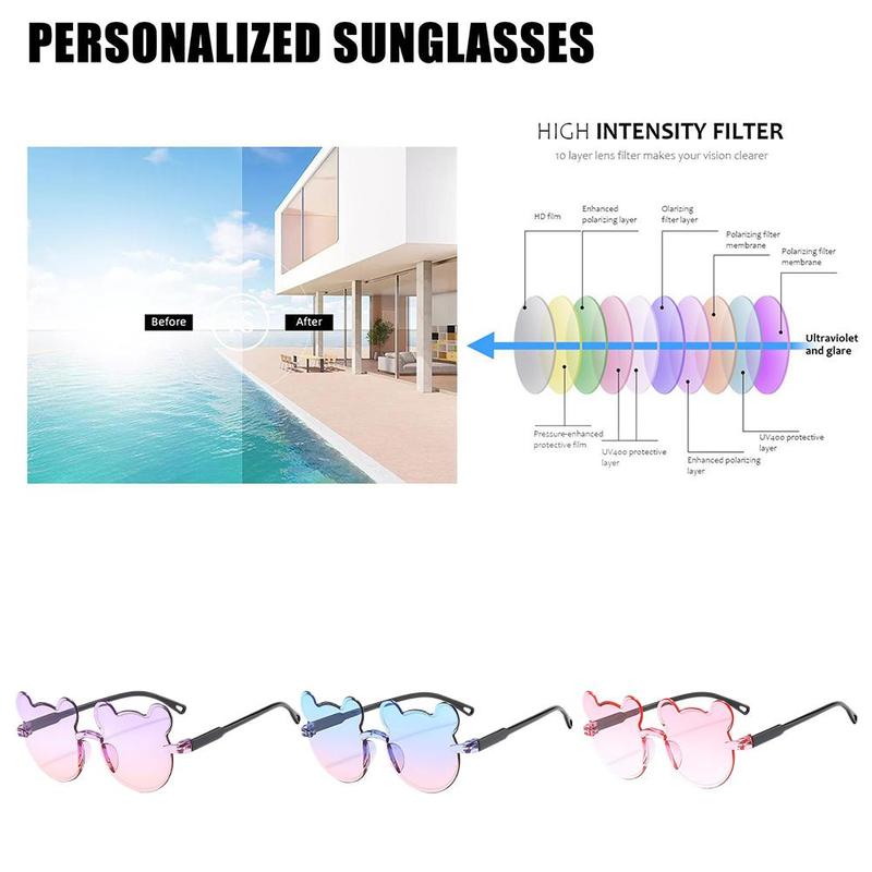 Korean Version Fashion Cute Gradient Color Bear Conjoined Piece UV Protection Children Sunglasses 3