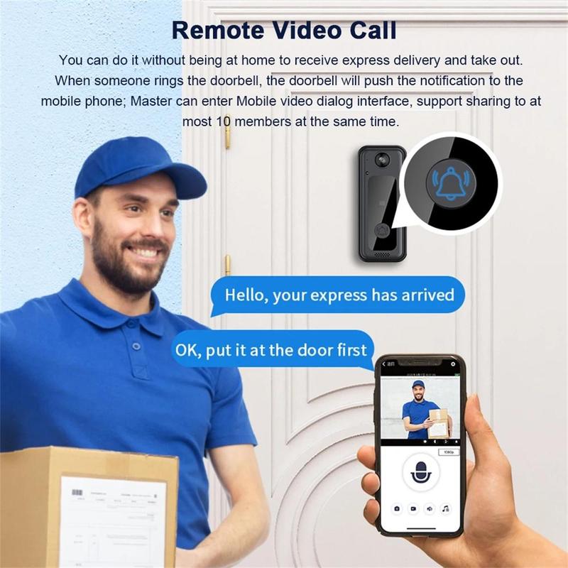 1080P Wireless Doorbell Camera, 1 Count 2-Way Audio Voice Changer Safe Doorbell, Waterproof Ring Doorbell Camera, 2.4Ghz WiFi Doorbell for Home Security 5