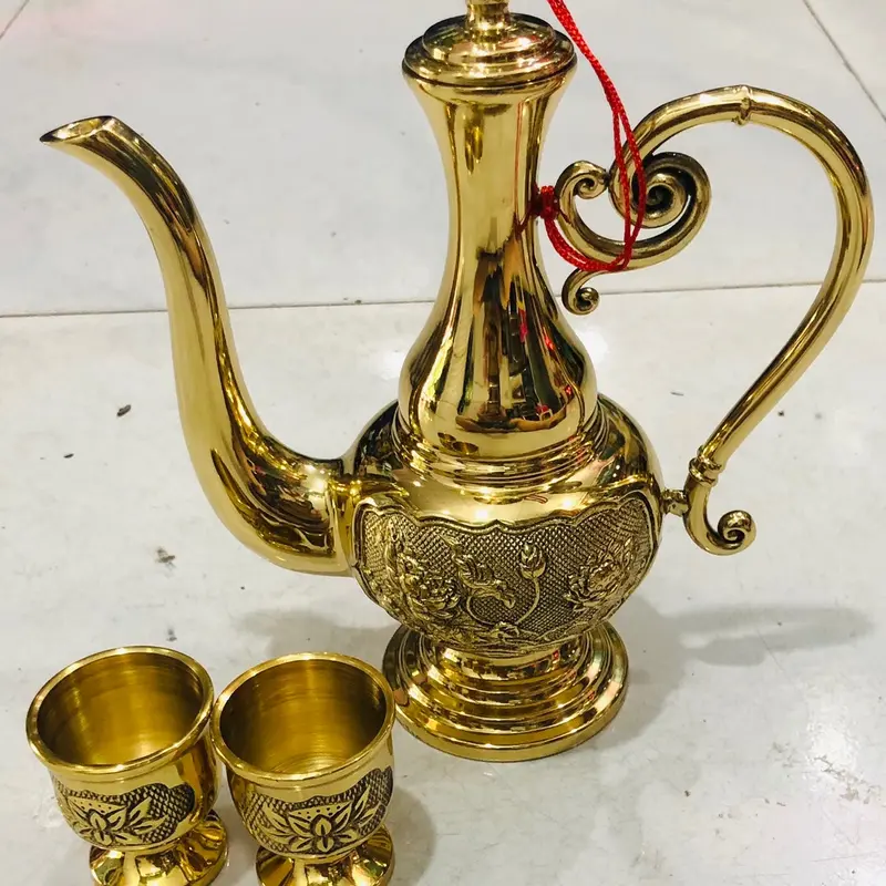 Bộ bình ly đồng sang trọng dùng trong đám cưới và đám hỏi 3
