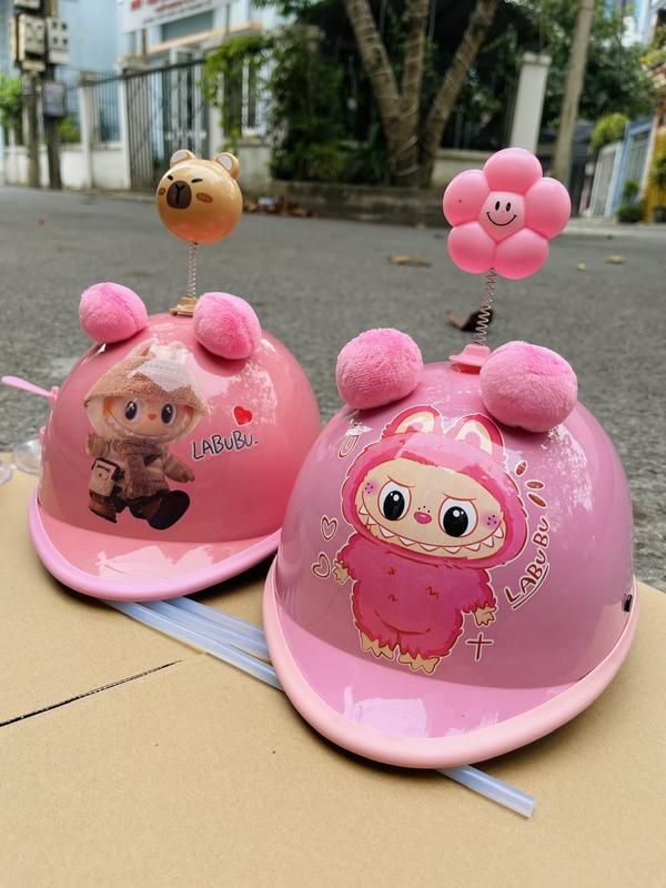 ( Size 10-20kg) Mũ bảo hiểm cho bé hình labubu Đáng yêu (màu hồng) 0