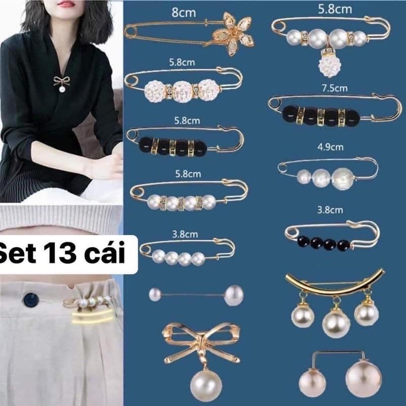 Set 13 Khuy Gim Cài Quần Áo Thu Hẹp Eo,Trang Trí Tạo Kiểu Nhiều Mẫu
