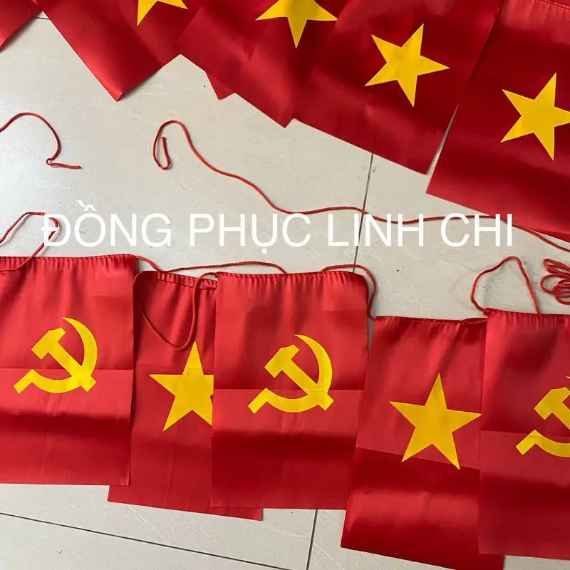 Cờ dây Sao xen kẽ in 2 mặt, Cờ dây Tổ Quốc vải satanh dày dặn chịu nắng mưa 2
