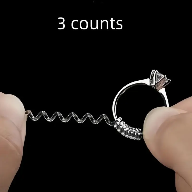 Transparent Coil Adjusters, 3 Counts/set Fashionable Ring Adjusters for Women & Men, Jewelry