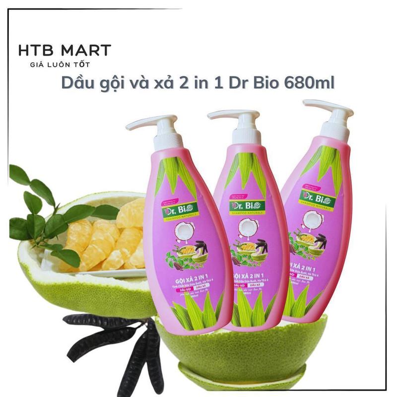 (combo 2)Dầu gội và xả 2 in 1 Dr Bio 680ML Suôn mượt & Óng ả chiết xuất thiên nhiên .! 2