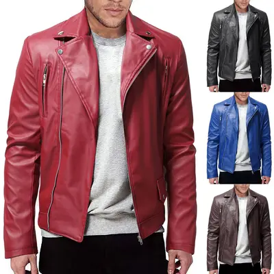 Plus size red leather jacket on sale