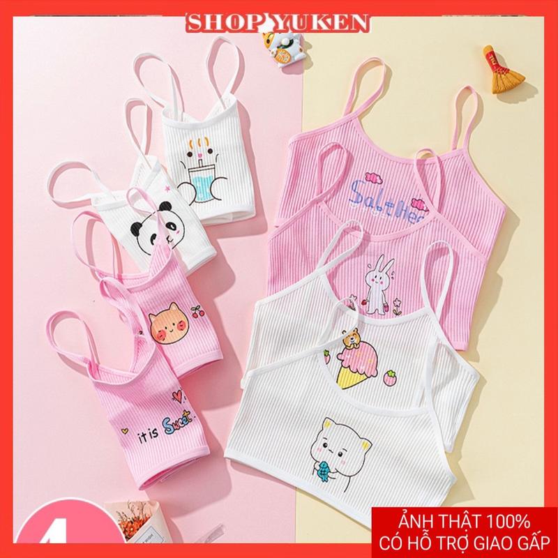 Combo Áo Lót Lá Cho Bé Gái Chất Liệu Cotton In Hình Kute . Áo lá học sinh sinh viên siêu dễ thương luôn. Áo 2 dây cho học sinh
