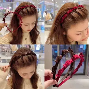 Bando Jepit Rambut Kepang Klip Poni Beludru Aksesoris Hiasan Kepala Wanita Premium High Quality | Bandana Rambut