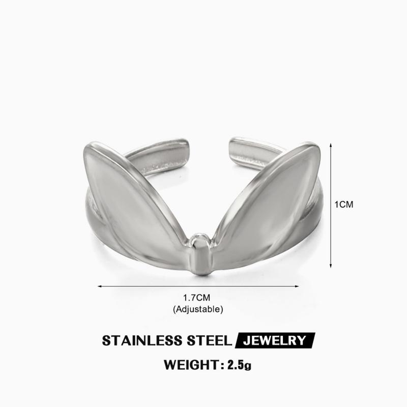 Product Introduction of 2025 Hot-selling Stainless Steel Rabbit Ear Opening Ring Personalized Hip-hop Non-fading Rabbit Ear Titanium Steel Ring for Women 23