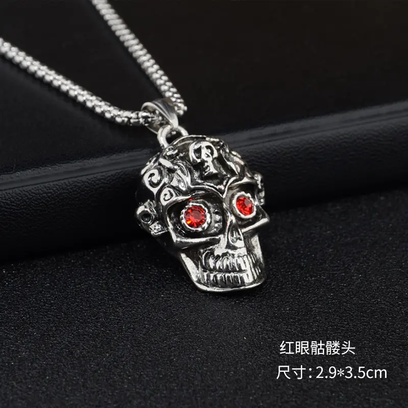 Vòng Cổ Hip Hop Bằng Thép Titan Cho Nam Và Nữ, Mặt Dây Chuyền Đầu Lâu, Dây Chuyền Áo Len, Phụ Kiện Quần Áo, Dây Chuyền Dài 70Cm 5