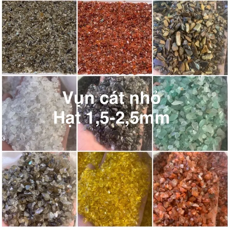 500gram Vụn Cát Đá Thach Anh Đủ Các Màu Sắc (hạt 1,5-2,5mm) Hàng Thiên Nhiên