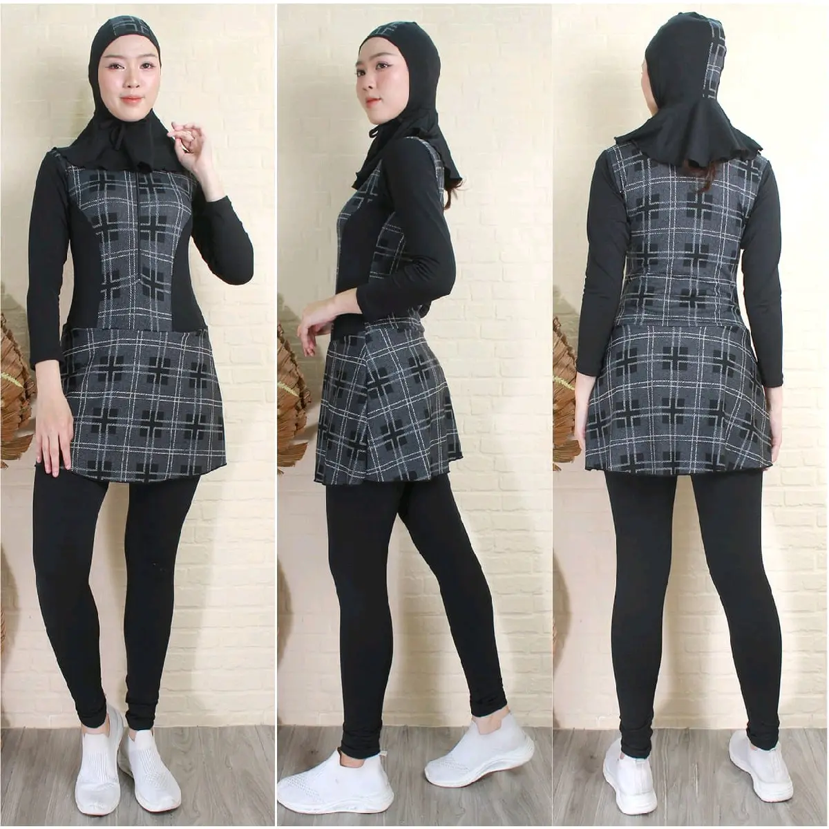 baju renang muslim jumbo Set celana + krudung + baju Dewasa Wanita