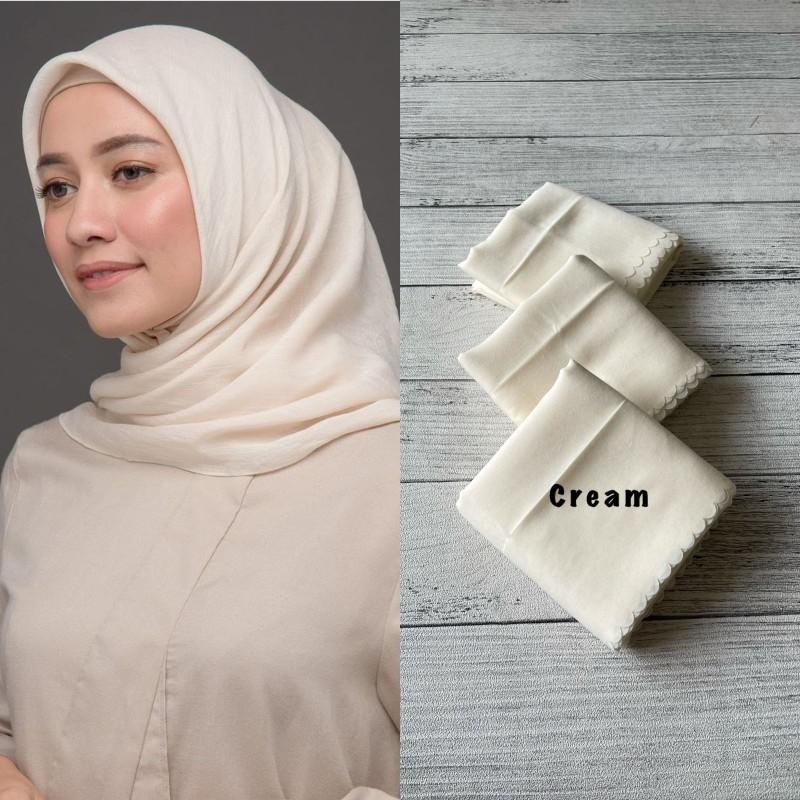 HIJAB BELLASQUARE PUTIH TULANG Nyaman Segi Empat Kerudung Muslim