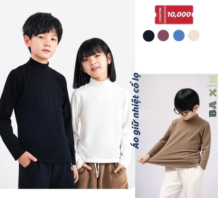 (11-80kg)Áo gia đình áo bông cổ lọ dài tay thu đông 100% cotton kháng khuẩn 5A MAMDADKID không ra màu, không xù lông size đại 1