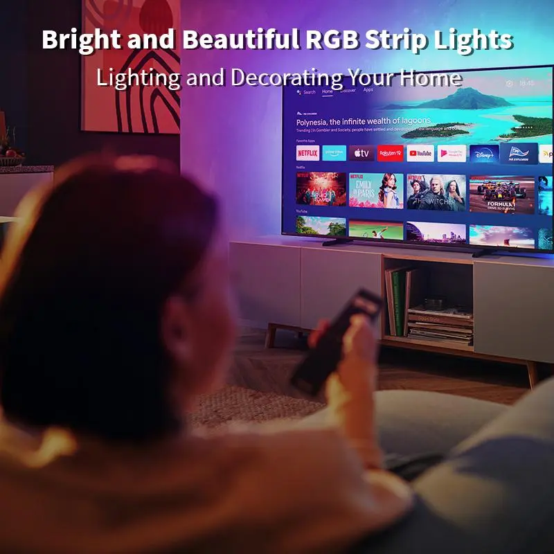 USB Powered LED Strip Light, RGB Color Changing LED Light with APP & Remote Control, Smart LED Lights for Bedroom, Home, Living Room, Decorative Light for Party, Festival 3