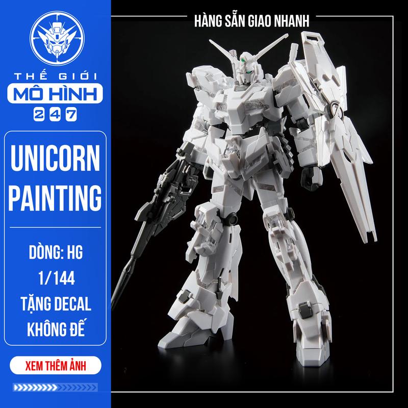 CÓ SẴN Mô Hình Lắp Ráp Gundam HG Unicorn Painting model Destroy Mode bản màu trắng