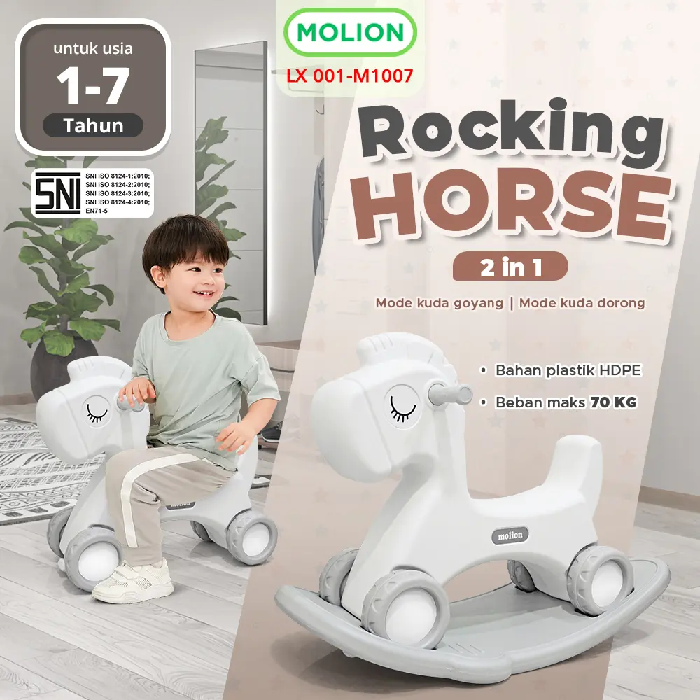 Molion Kuda-Kudaan Anak Edukatif 1-6 Tahun HDPE Rocking Horse 2in1 Mainan Anak 001-M1007