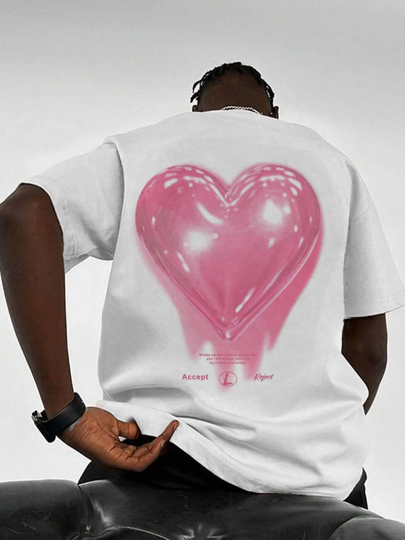 Men's Regular Fit Letter & Heart Print Round Neck Tee, Casual Short Sleeve Crew Neck T-shirt for Summer, Fashion Men's Top for Daily Wear