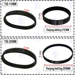 EELIC TIB-P110MM/TIB-P200MM Timing belt pilihan panjang 110mm dan 200mm gt2 ada pilihan lebar 6 mm dan 10mm pitch 2mm sabuk karet 3d printer bahan rubber with fiberglas