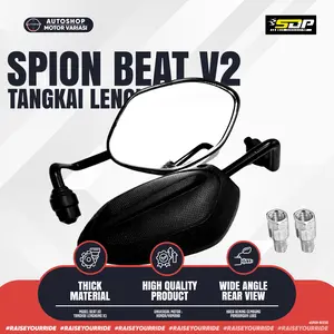 Spion Standart Beat V2 Daun Kaca Spion Model Standart Tangkai Tebal Model Sporty Kaca Bening Cembung Drat 14 Honda PNP SEMUA MOTOR HONDA