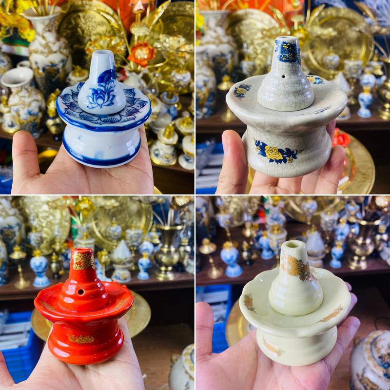 Bộ tẩu châm trang trí ban thờ An Phu Sen Gốm Bát Tràng Decor trang trí ban thờ