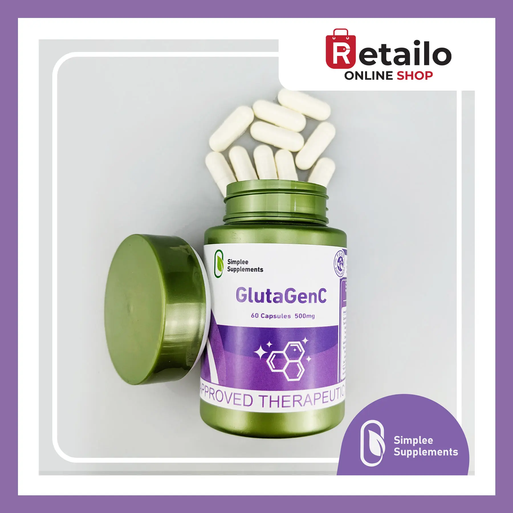 Simplee GlutaGenC Whitening Capsule Supplements FDA Approved | 500mg | 60 Capsules Combines Glutathione, Vitamin C, Simplee GlutaGenC Whitening Capsule Supplements FDA Approved | 500mg | 60 Capsules Combines Glutathione, Vitamin C,