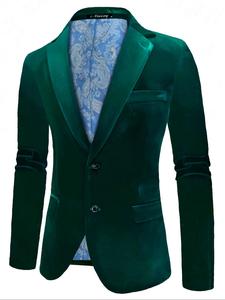 Men's Solid Color   Blazer, Long Sleeve Suit Jacket for Party, Fashion Men's Clothing for All Seasons