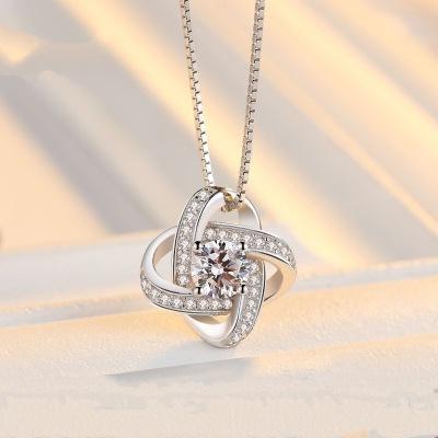 Product Introduction of Korean Silver Jewelry Women's Japanese and Korean Crystal Clover Pendant Silver Jewelry Clavicle Chain Birthday Gift Hot Sale pearl summer rope chain gold larimar sea monkeys ankh statement necklace chiffonsaree jew erly 10