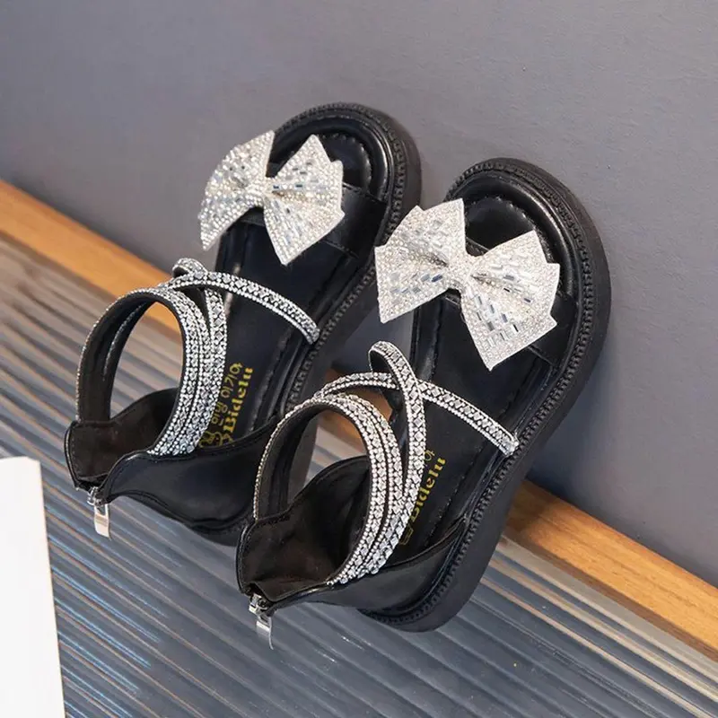 Sandal bé gái đi học, đi chơi, dép chiến binh nơ đính đá phong cách công chúa, sang trọng cho bé yêu SDG13 2
