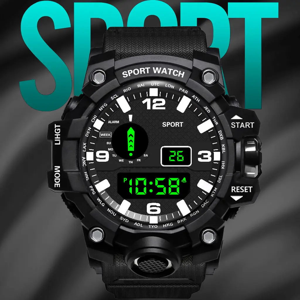 Multifunctional Anti-drop Waterproof Outdoor Men's Trend Electronic Watch Student Alarm Clock Luminous Running Sports Mechanical Watch