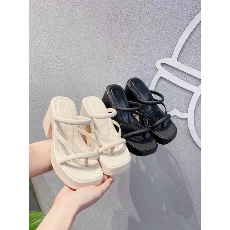 Dép Xuồng Nữ Xỏ Ngón Đan Dây Đế PU 7 phân Phối Quai Mềm Thời Trang Hè 372 8