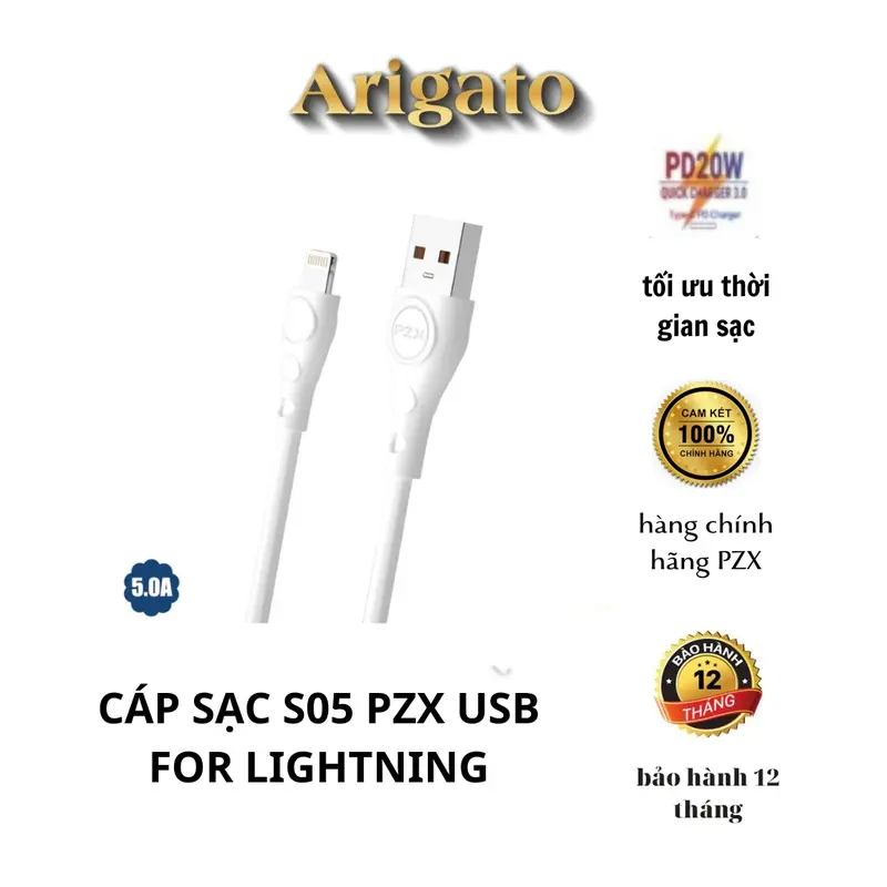 Củ Cáp Dây Sạc Nhanh PD 20W chính hãng PZX dành cho Ip 6 7 8 8plus X xsmax 11 12 13 14 pro proMax 4