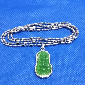 kalung liontin dewi kwanyin batu alam cantik  hijau tua