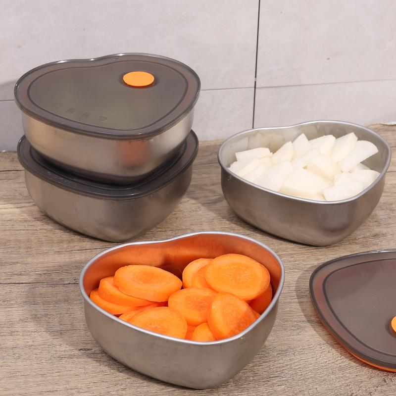 Product Introduction of Heart Shape Stainless Steel Crisper with Lid Bento Box Food Fresh-keeping Boxes Leak-Proof Preserving Containers 16