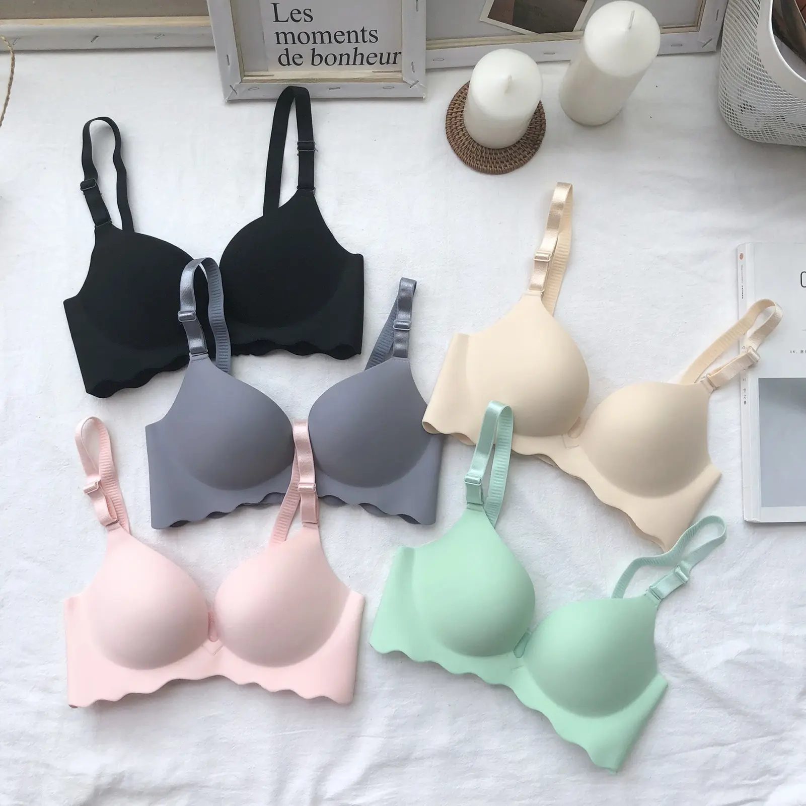 Macaron Color Seamless Wireless Push-Up Bra Comfortable,Lightweight Push-Up Brassieres Underwear