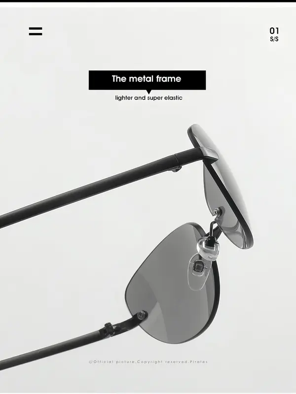 Unisex Simple Style Tinted Lens Oval Frame Sunglasses, Trendy Casual Rimless Sunglasses for Everyday Use, Fashion Accessories for Outdoor Activities 2