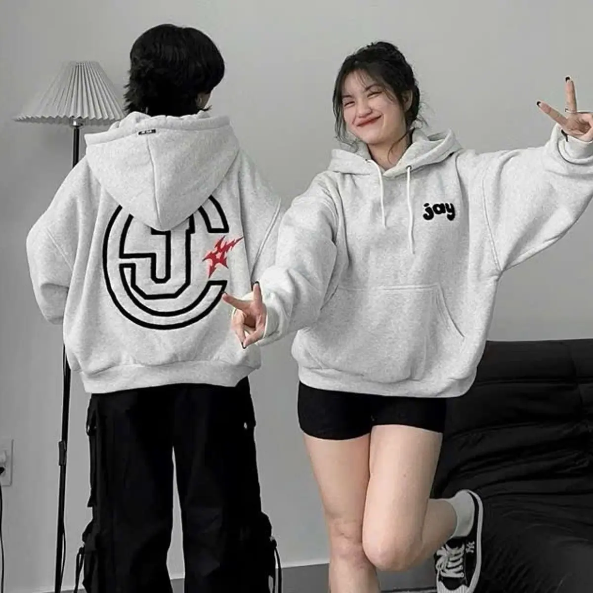 Áo Khoác Nỉ J In Nổi Dáng Boxy Unisex Chất Nỉ Bông Đẹp Nón To