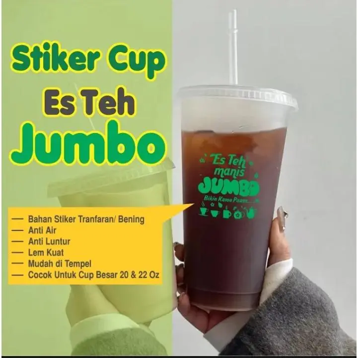 Stickers minuman kekinian Teh jombo isi 100 pcs