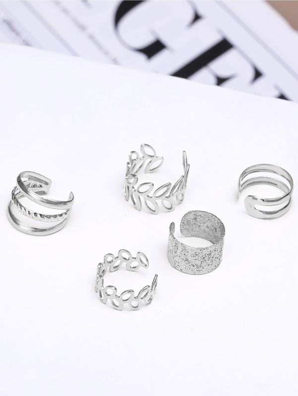 Simple Hollow Leaf Design Alloy Ear Cuff, Double Layer & Triple Layer Ear Cuff, Elegant Fashion Versatile Accessories, Jewelry Gifts for Women and Girls 3