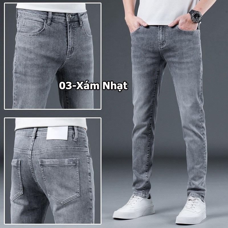 Quần jean nam màu ghi xám co giãn 4 chiều, có Big size 28-34 quần bò màu đen trơn dáng ôm