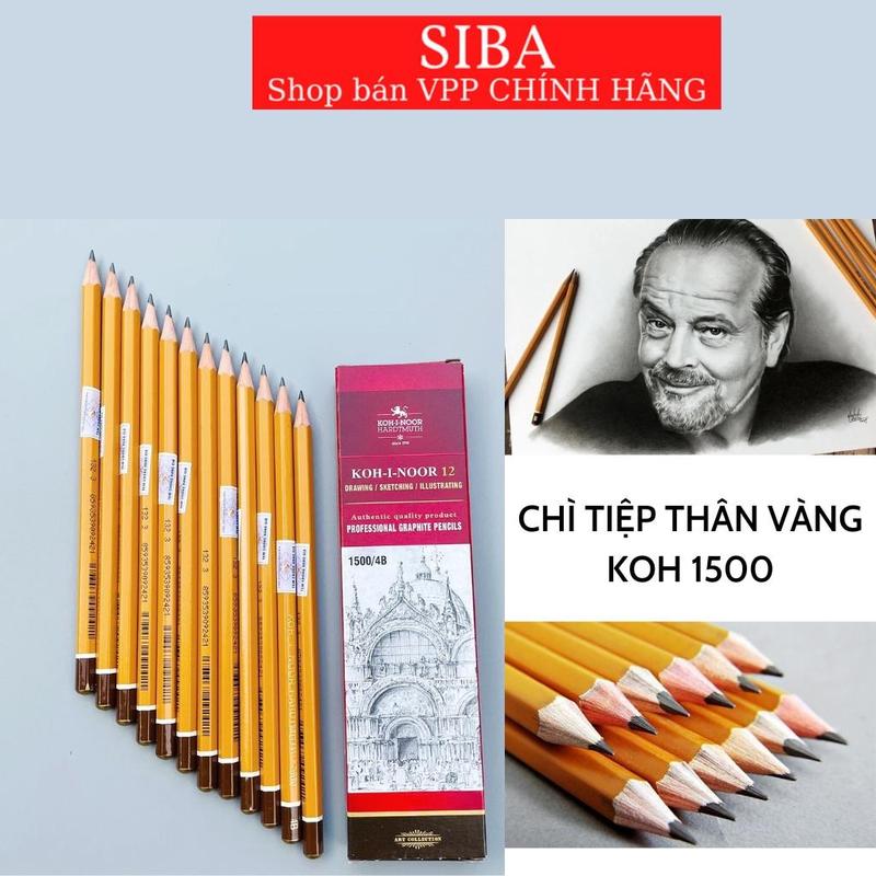 KOH-I-NOOR Bút Chì Tiệp KOH 1500 Thân Vàng Độ Cứng Ngòi HB/2B/3B/4B/5B/6B/7B/8B Thiết Kế Gỗ Tự Nhiên Tiện Lợi Cho Văn Phòng Học Tập