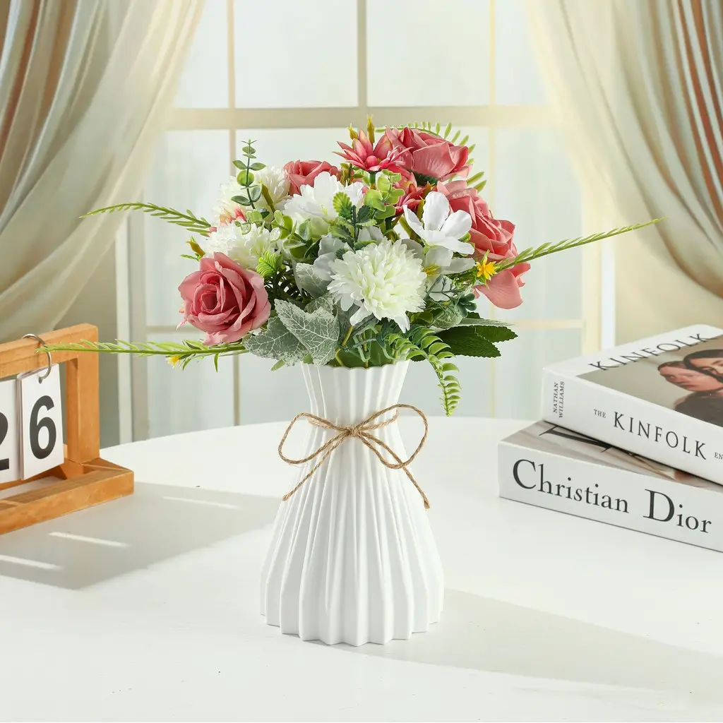Set  Vas Bunga  Plastic Aesthetic  / Bunga Hias Rumah / Artificial Flowers / Souvenir Gift Hampers Unik Kado Murah
